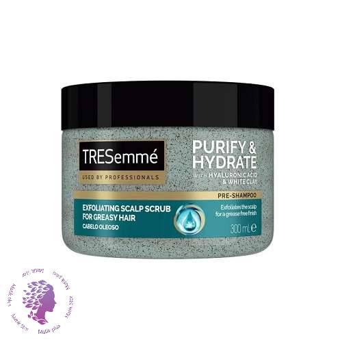اسکراب کف سر ترزمه TRESEMME موهای چرب مدل PURIFY and HYDRATE حجم 300 میل