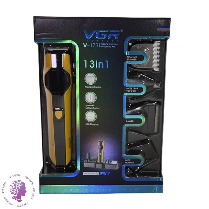 ست ماشین اصلاح موی صورت و بدن شارژی وی جی ار مدل V-173