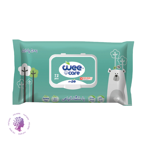 دستمال مرطوب کودک وی کر مدل عصاره آلوئه ورا و روغن زیتون بسته 72 عددی	