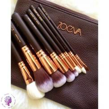 ست براش 14 تکه کیف دار رنگ قهوه ای سوخته