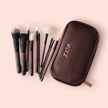 ست براش 9 تکه کیف دار رنگ قهوه ای سوخته