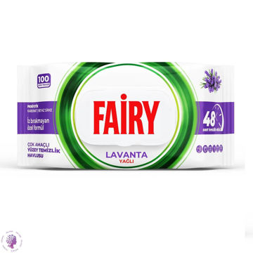 دستمال مرطوب چند منظوره سطوح فیری Fairy رایحه لوندر بسته 100 عددی