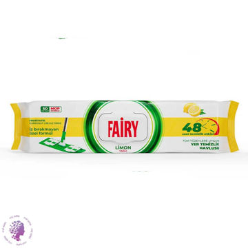 دستمال مرطوب مخصوص تی فیری Fairy قابل شستشو رایحه لیمو بسته 50 عددی