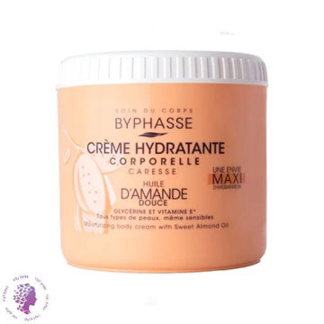 کرم مرطوب کننده بدن بایفاس حاوی روغن بادام مناسب انواع پوست حجم 500 میل BYPHASSE MOISTURIZING BODY CREAM WITH ALMOND OIL