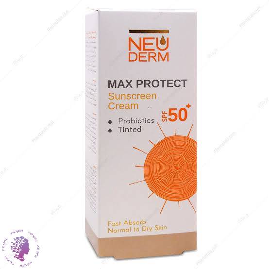کرم ضد آفتاب با SPF50 رنگی مدل مکس پروتکت مناسب پوست نرمال تا خشک حجم 50 میل نئودرم Tinted Sunscreen Cream SPF50 Max Protect Model For Normal To Dry Skin